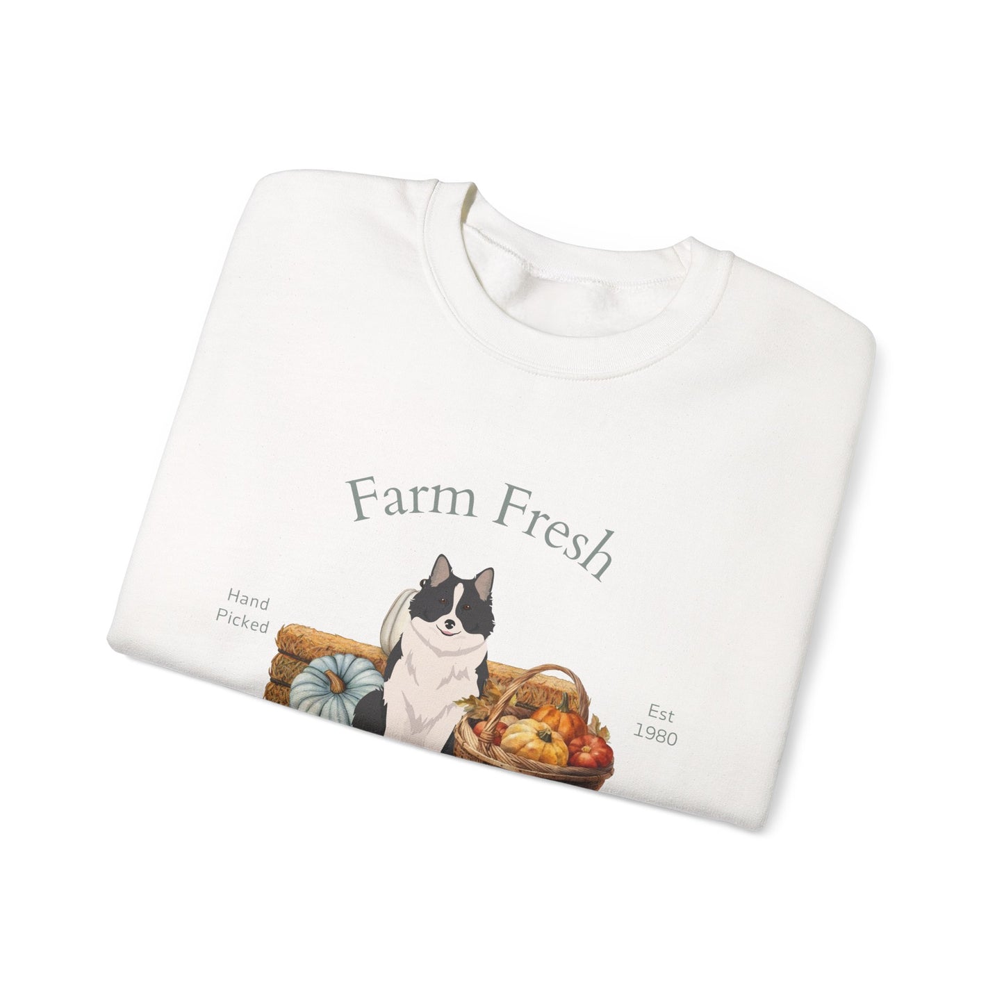 Icelandic Sheepdog Dog Fall Farm Fresh Unisex Heavy Blend Crewneck Sweatshirt