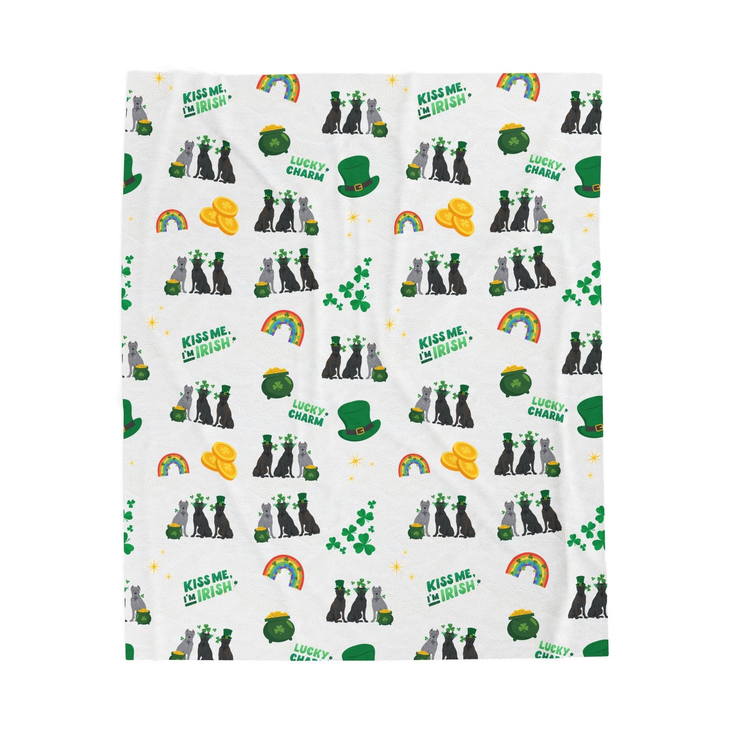 Cane Corso Dog St Patrick’s Day Velveteen Plush Blanket