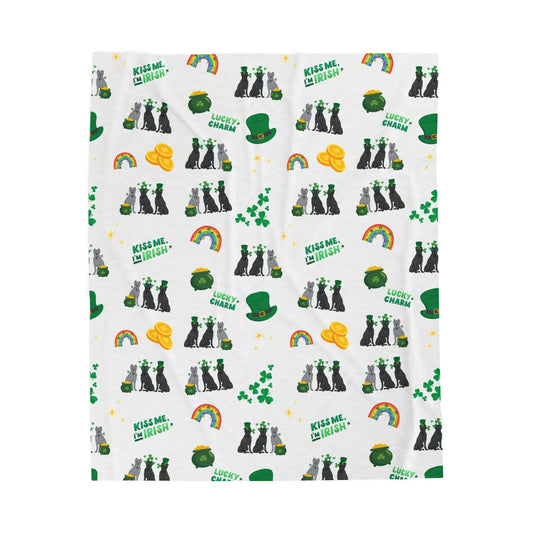 Cane Corso Dog St Patrick’s Day Velveteen Plush Blanket