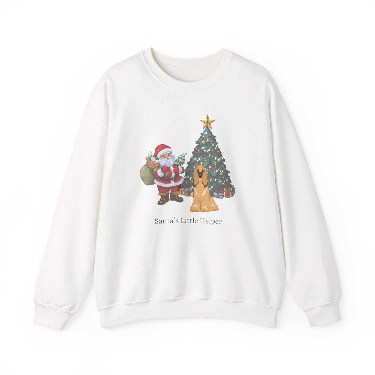 Afghan Hound Dog Santa's Little Helper Unisex Heavy Blend Crewneck Sweatshirt