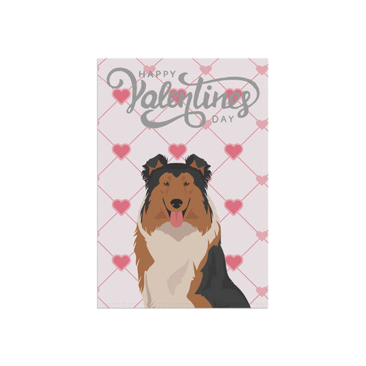 Collie Dog Valentines Day Garden Flag