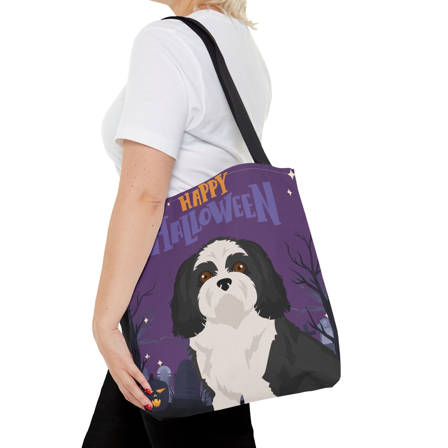 Shih Tzu Dog Happy Halloween Tote Bag 16x16
