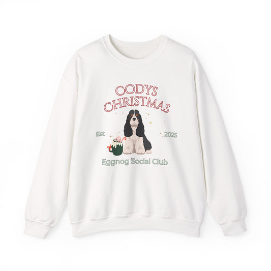 American Cocker Spaniel Dog Christmas Social Club Unisex Heavy Blend Crewneck Sweatshirt Custom Name