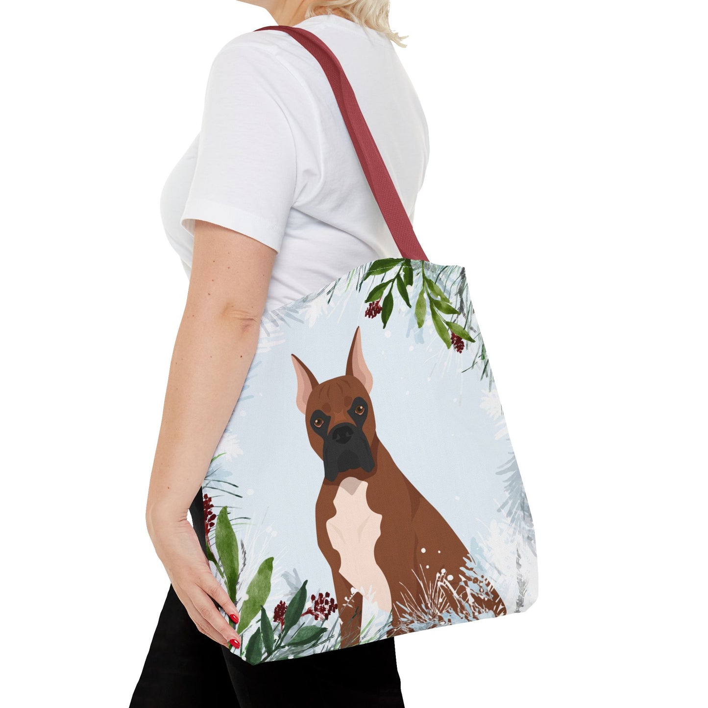 Boxer Dog Christmas Holiday Tote Bag 16x16