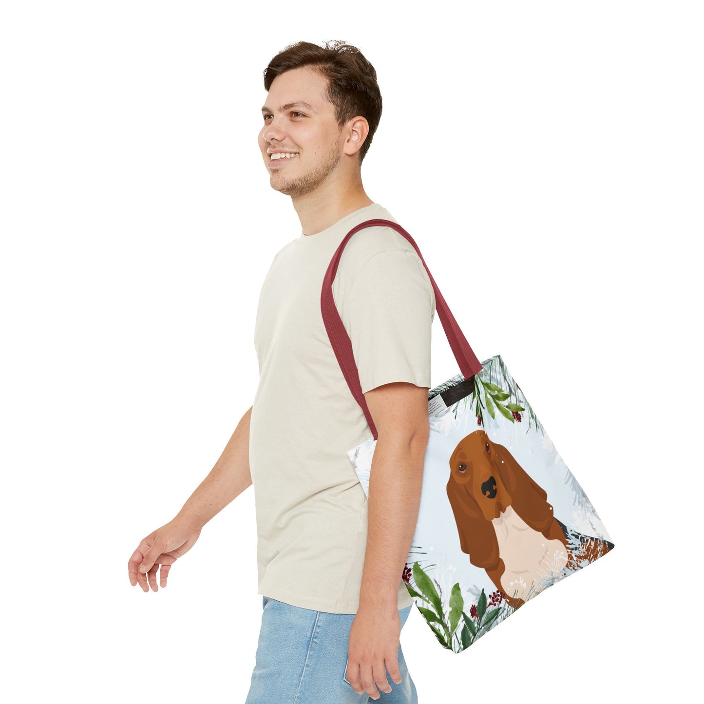 Basset Hound Dog Christmas Holiday Tote Bag 16x16