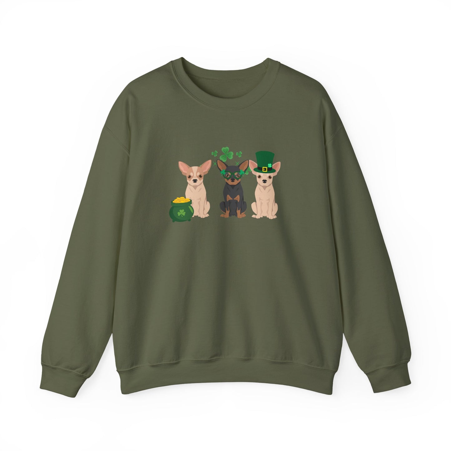 Chihuahua Dog St Patricks Day Unisex Heavy Blend Crewneck Sweatshirt, St Pattys day, Cute Dog Mom Gift