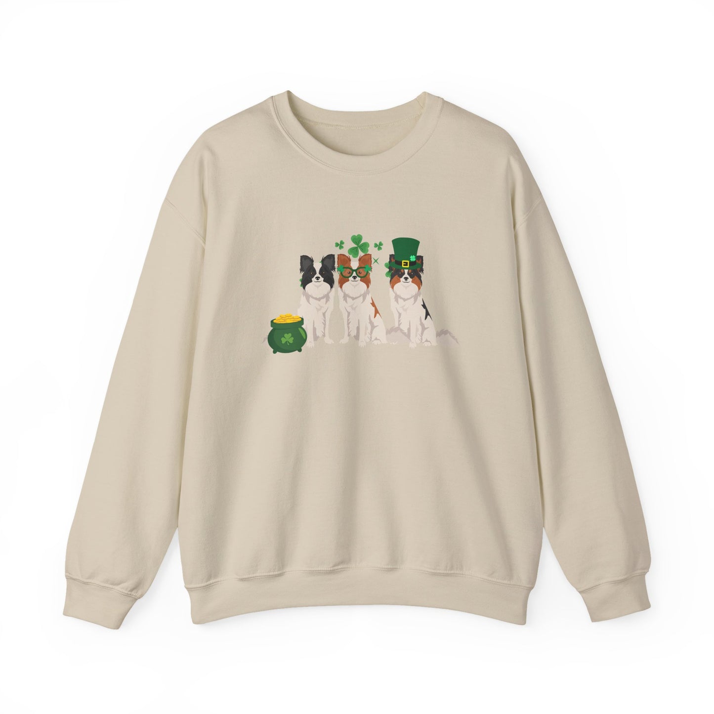 Papillon Dog St Patricks Day Unisex Heavy Blend Crewneck Sweatshirt, St Pattys day, Cute Dog Mom Gift