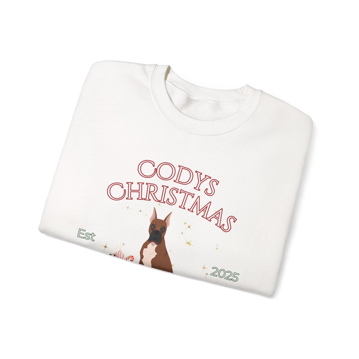 Boxer Dog Christmas Social Club Unisex Heavy Blend Crewneck Sweatshirt Custom Name