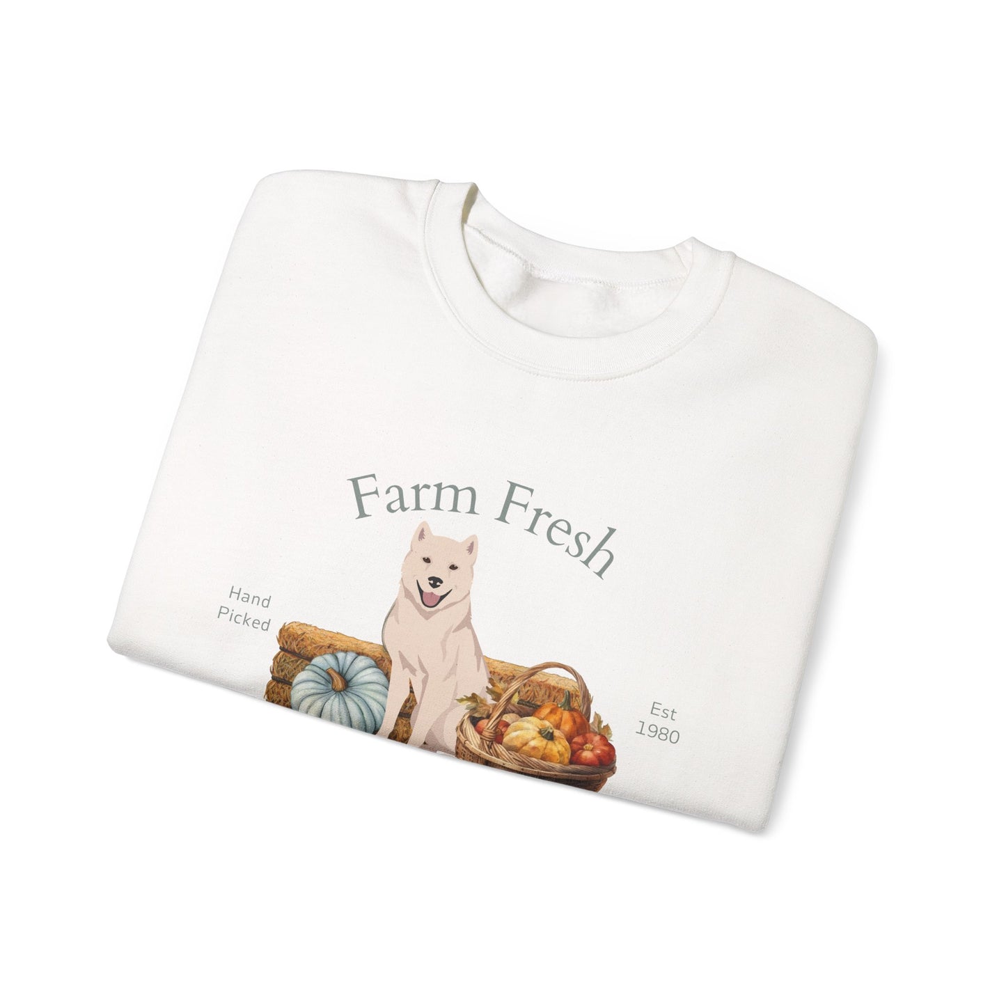 Kishu Ken Dog Fall Farm Fresh Unisex Heavy Blend Crewneck Sweatshirt