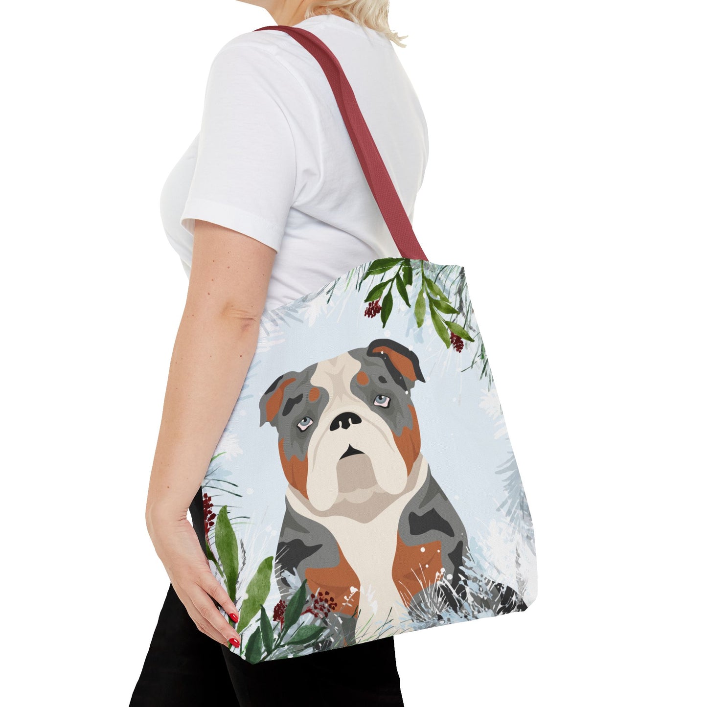 Bulldog Dog Christmas Holiday Tote Bag 16x16
