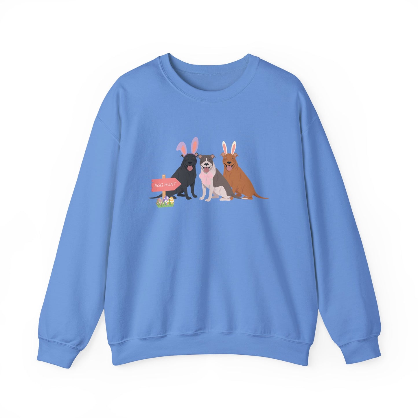 Pit Bull Dog Easter Unisex Heavy Blend Crewneck Sweatshirt, easter, Cute Dog Mom Gift