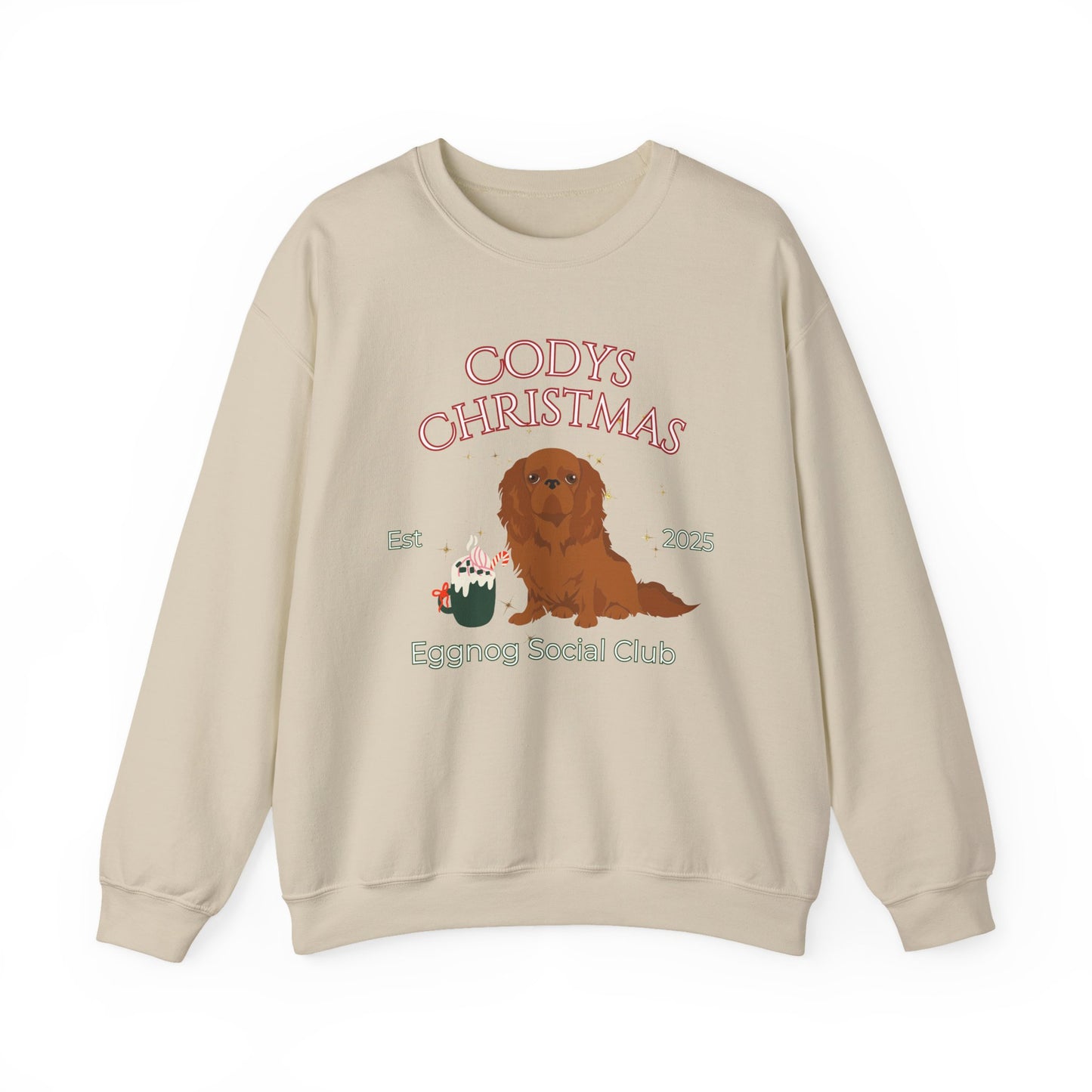 English Toy Spaniel Dog Christmas Social Club Unisex Heavy Blend Crewneck Sweatshirt Custom Name