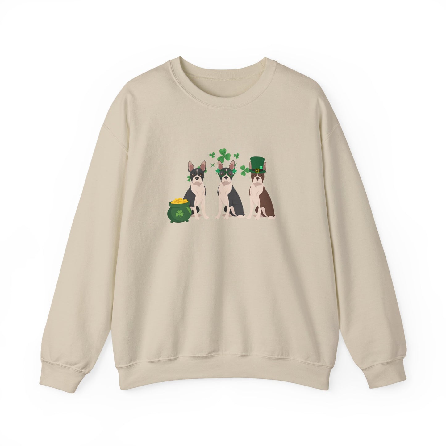 Boston Terrier Dog St Patricks Day Unisex Heavy Blend Crewneck Sweatshirt, St Pattys day, Cute Dog Mom Gift