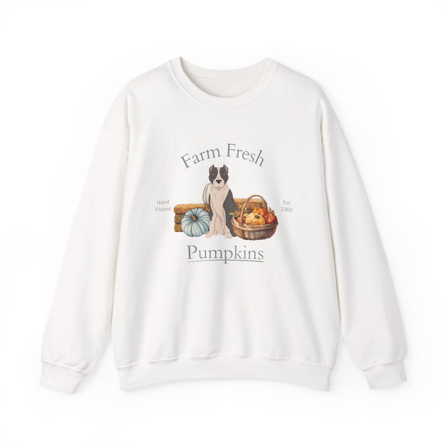 American Staffordshire Terrier Dog Fall Farm Fresh Unisex Heavy Blend Crewneck Sweatshirt