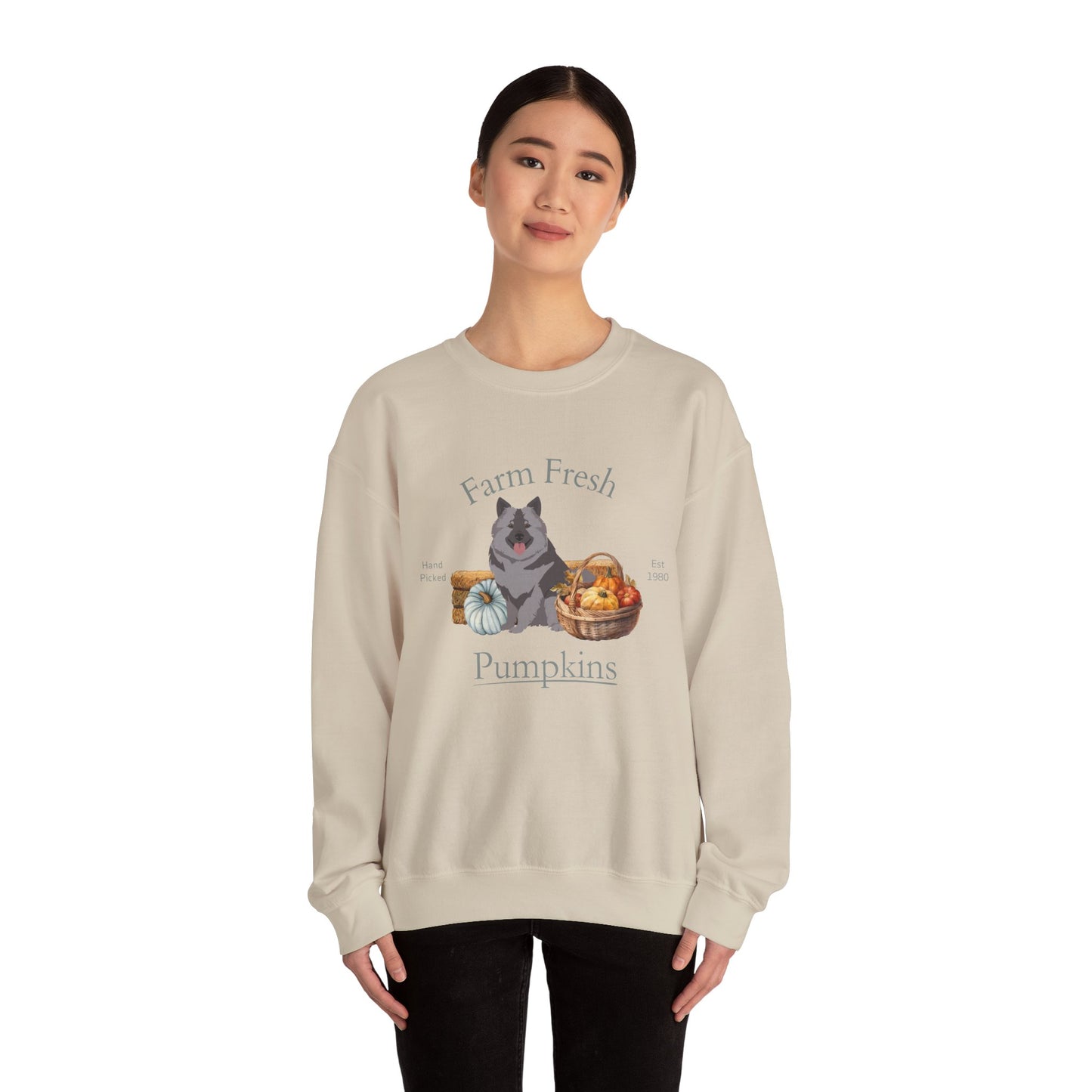 Keeshond Dog Fall Farm Fresh Unisex Heavy Blend Crewneck Sweatshirt