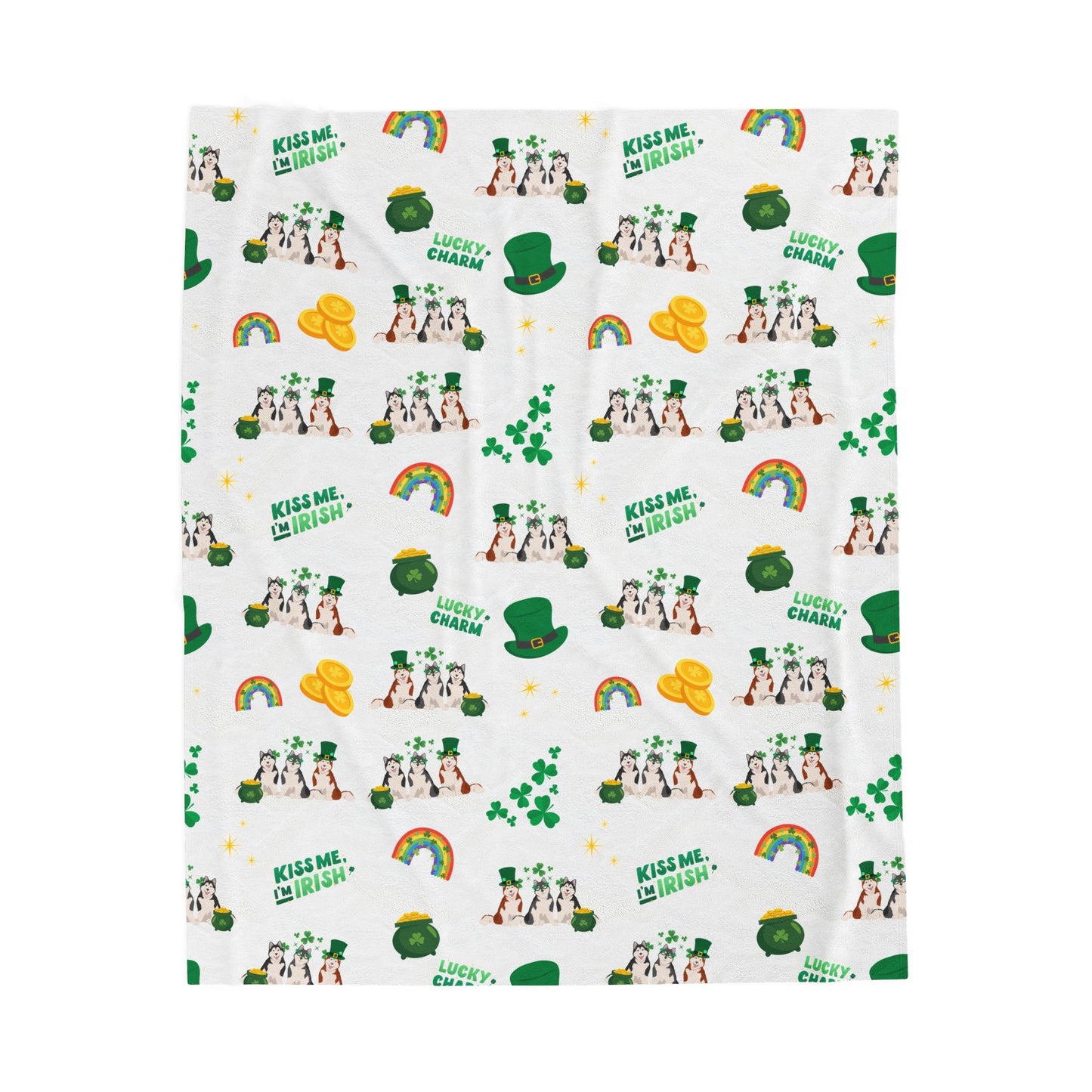 Alaskan Malamute Dog Dog St Patrick’s Day Velveteen Plush Blanket