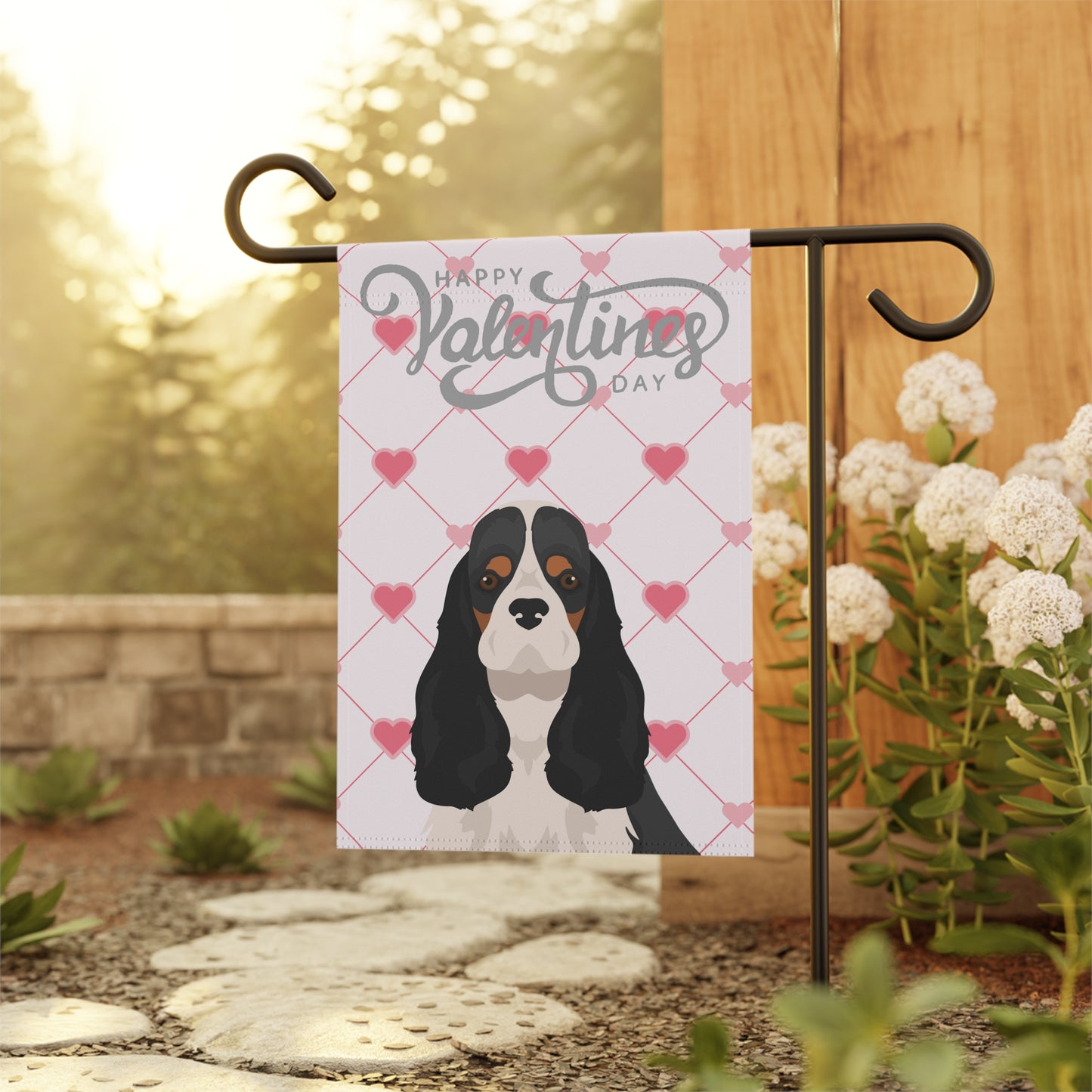 Cocker Spaniel Dog Valentines Day Garden Flag
