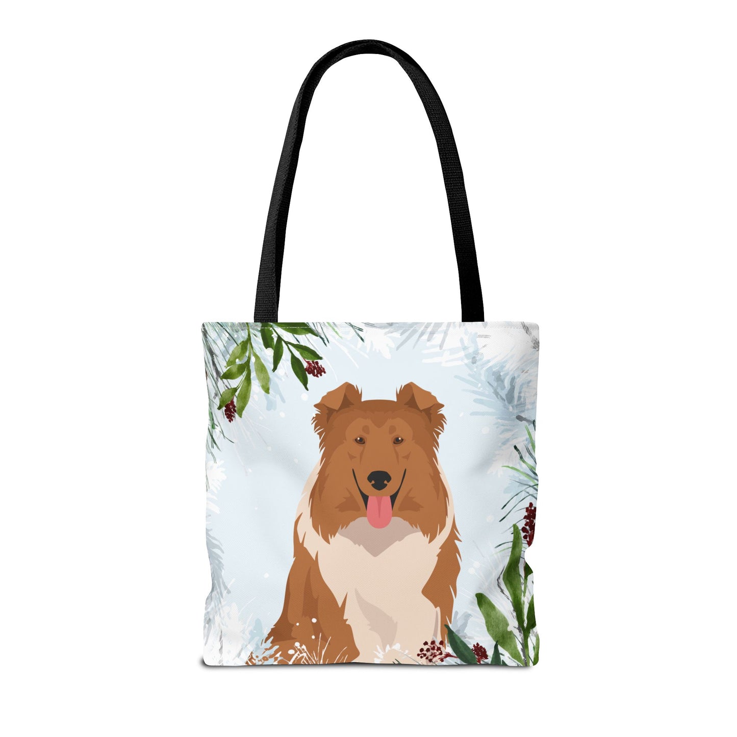 Collie Dog Christmas Holiday Tote Bag 16x16