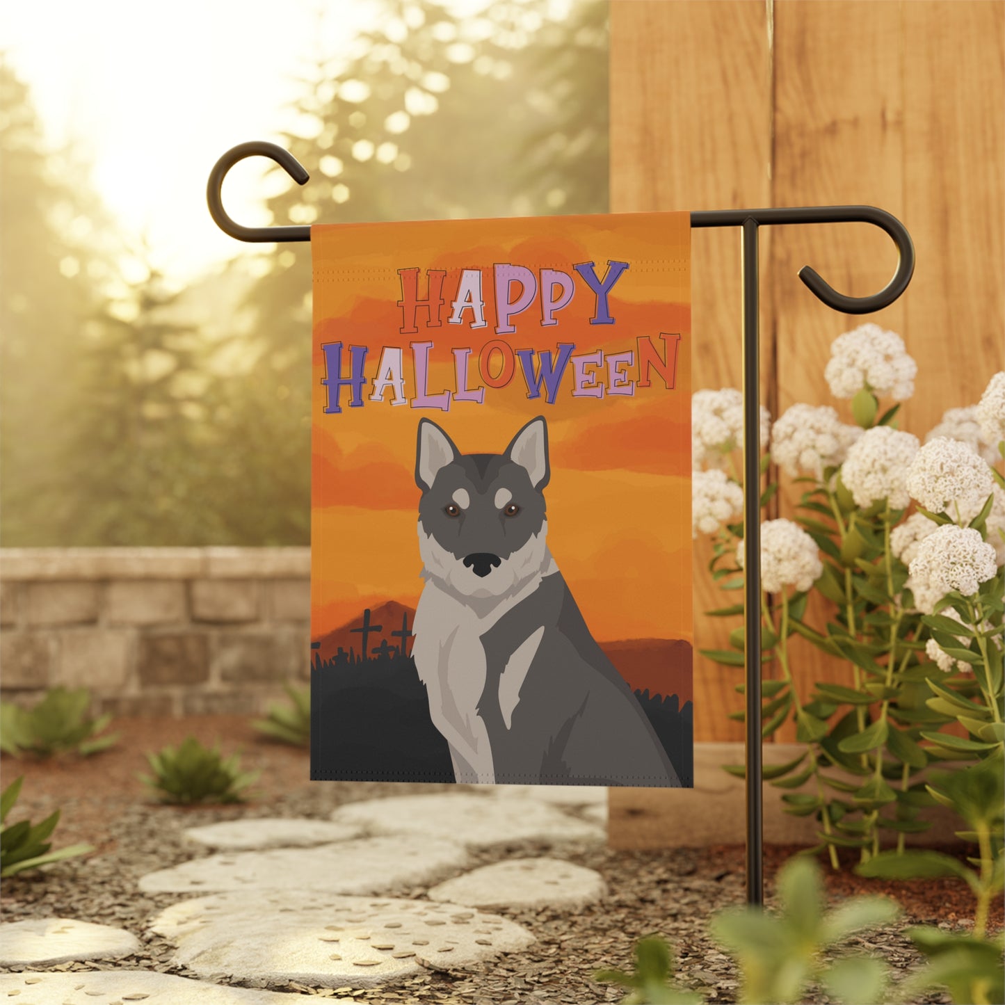 Korean Jindo Dog Halloween Garden Flag