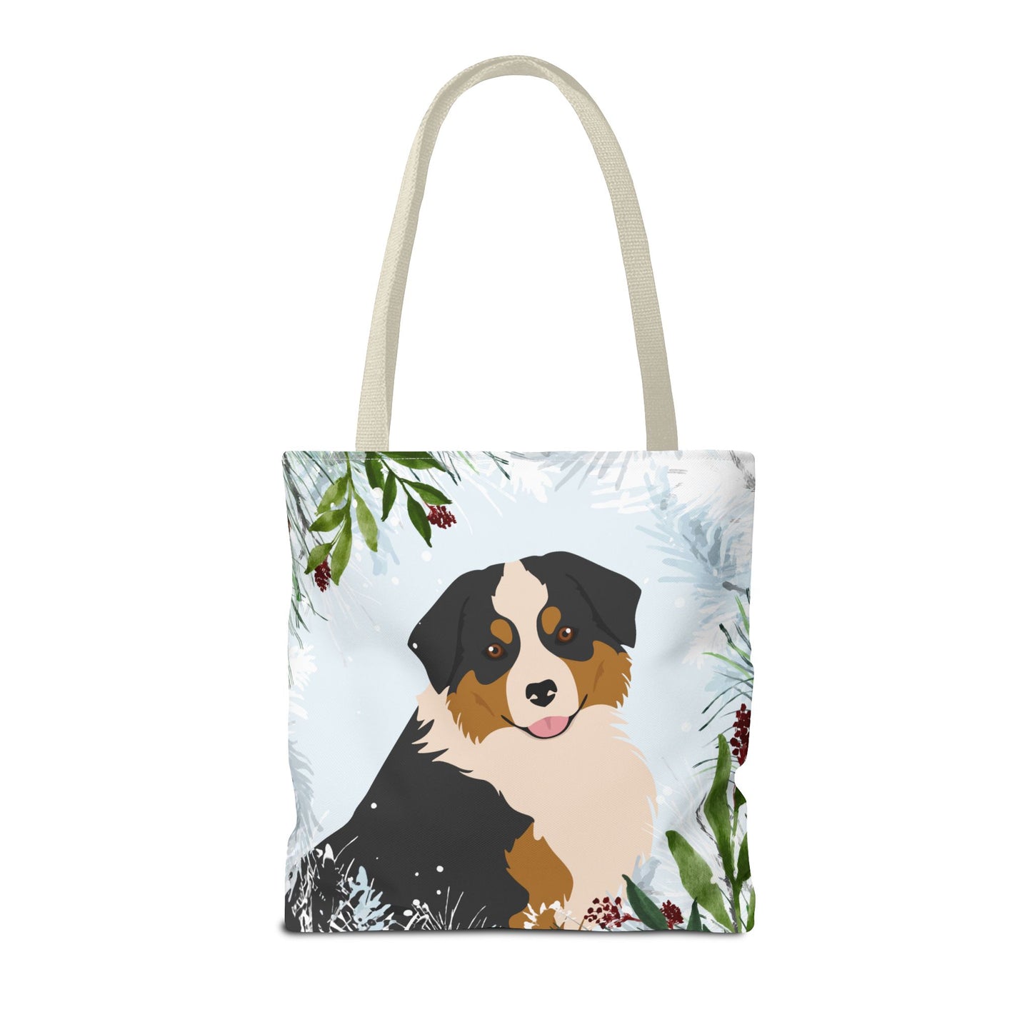Miniature American Shepherd Dog Christmas Holiday Tote Bag 16x16