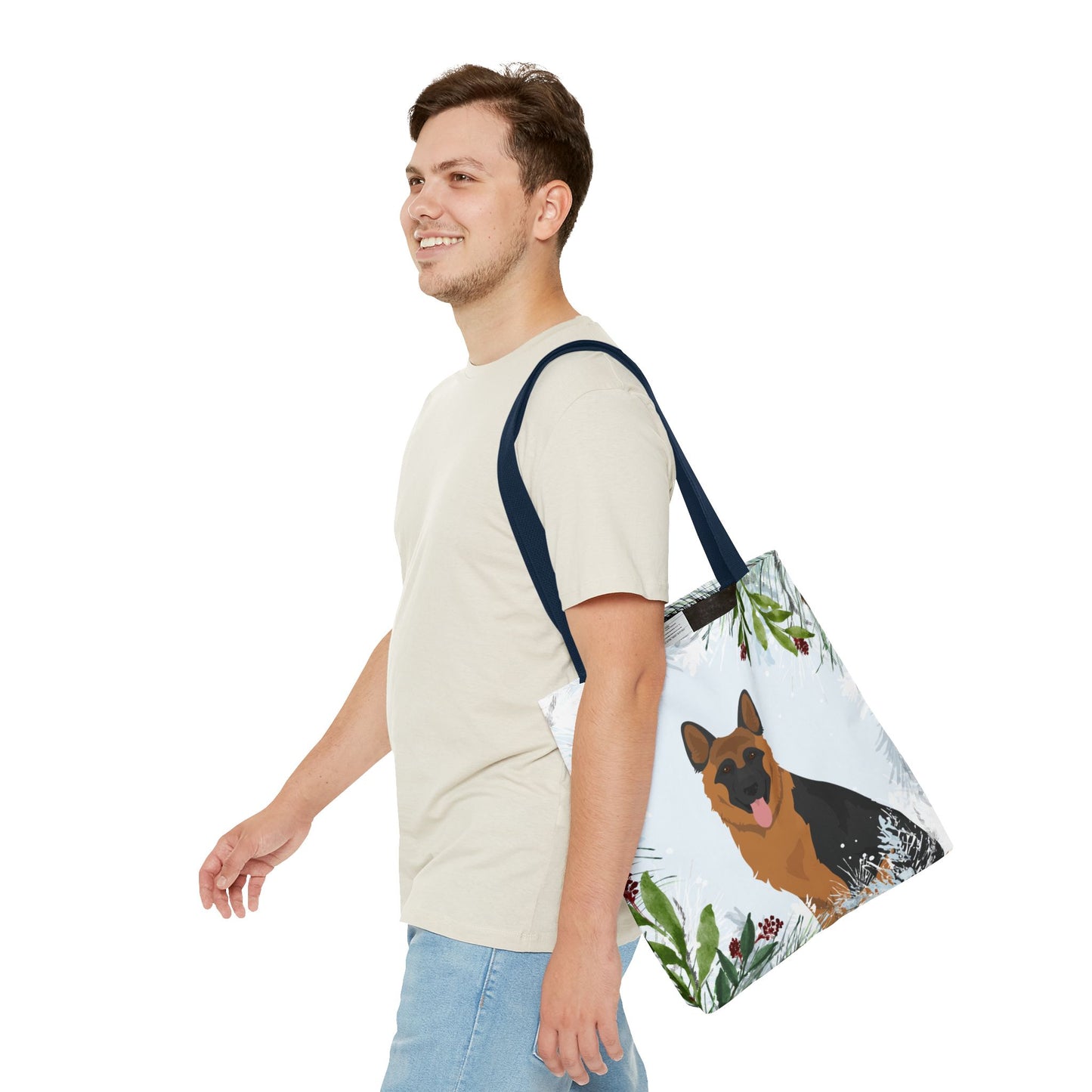 German Shepherd Dog Christmas Holiday Tote Bag 16x16