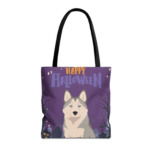 Alaskan Husky Dog Happy Halloween Tote Bag 16x16