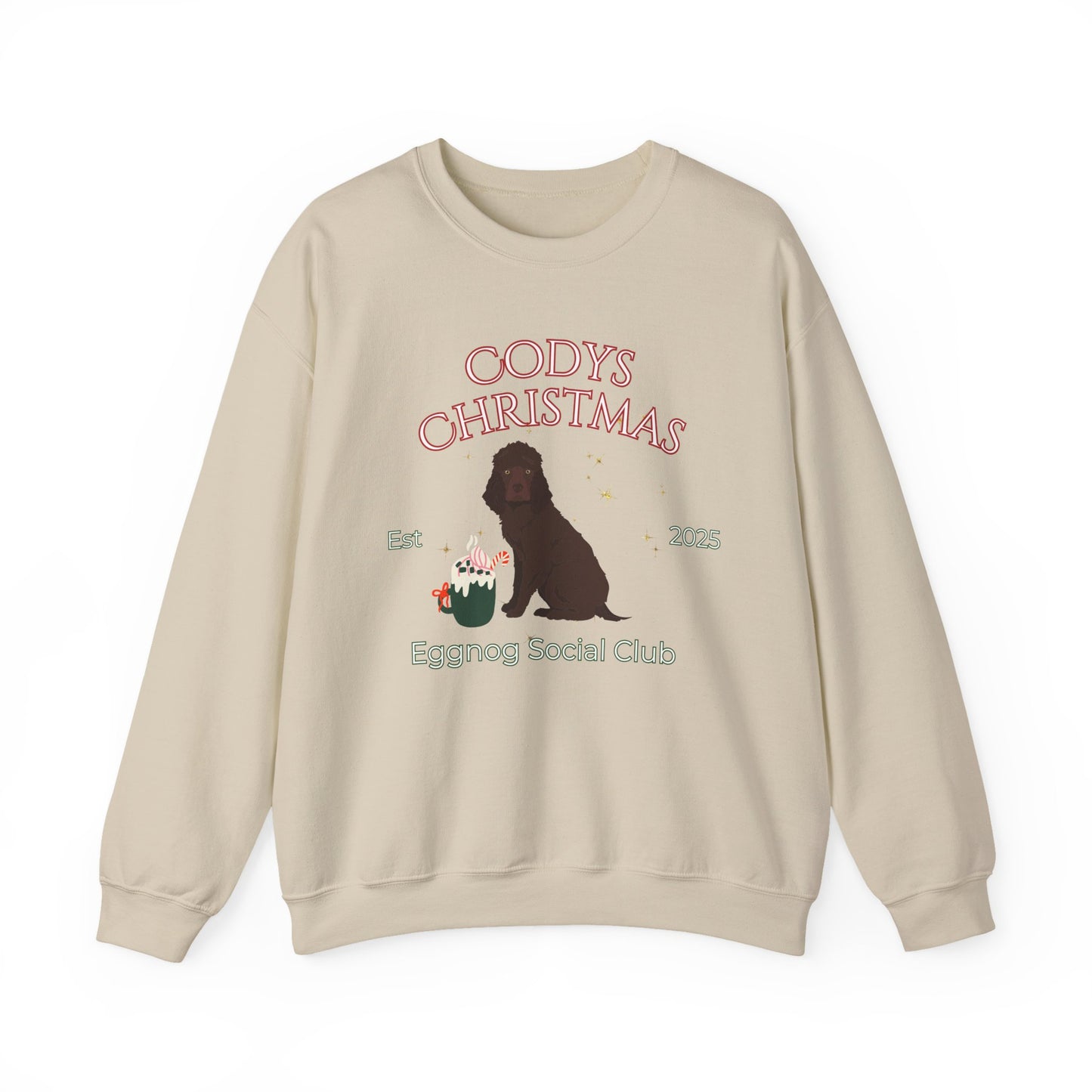 Irish Water Spaniel Dog Christmas Social Club Unisex Heavy Blend Crewneck Sweatshirt Custom Name