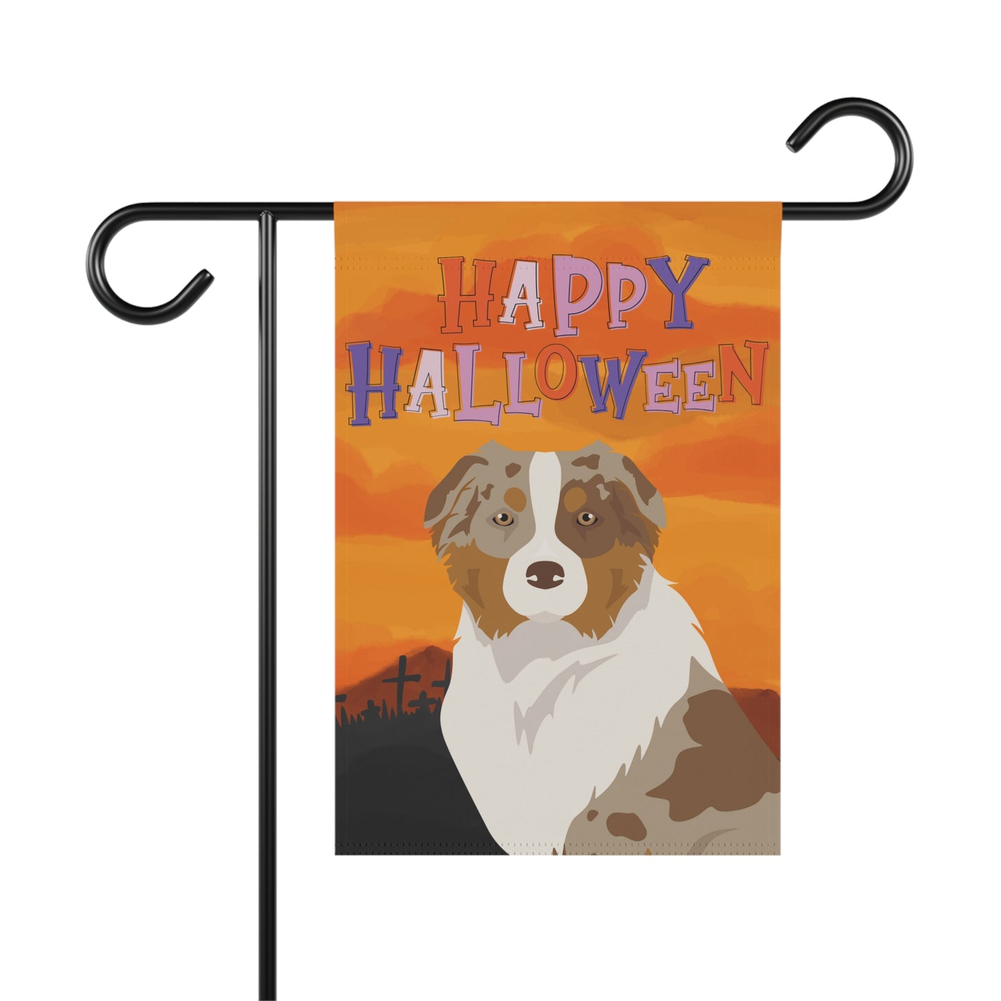 Australian Shepherd Dog Halloween Garden Flag