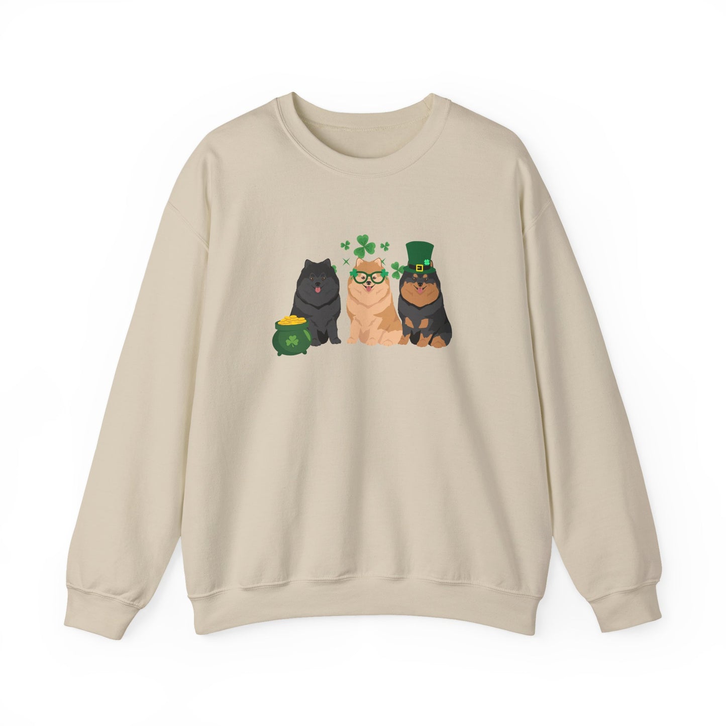 Pomeranian Dog St Patricks Day Unisex Heavy Blend Crewneck Sweatshirt, St Pattys day, Cute Dog Mom Gift