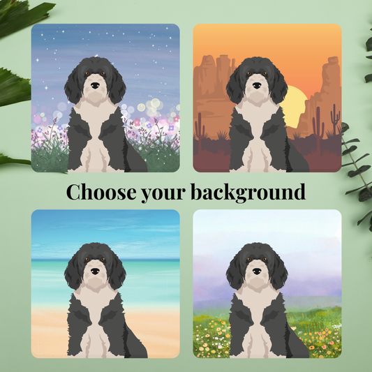 Portuguese Water Dog set of 2 4x4 Coasters