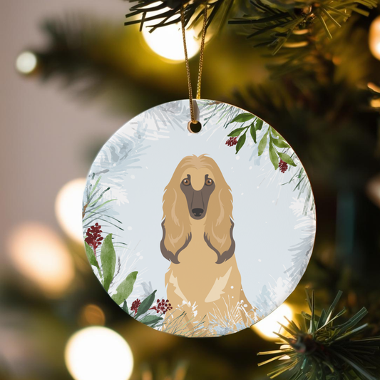 Afghan Hound Dog Ceramic Christmas Ornaments
