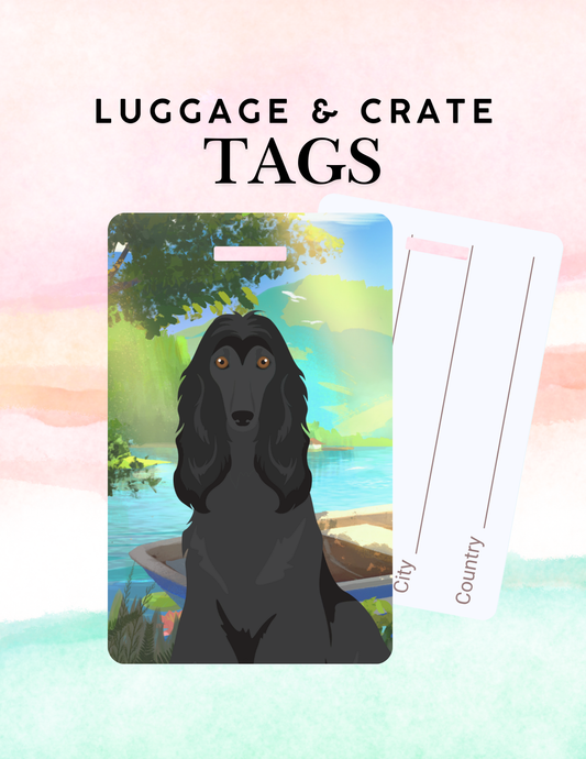 Afghan Hound Dog Metal Luggage/ Crate Tag