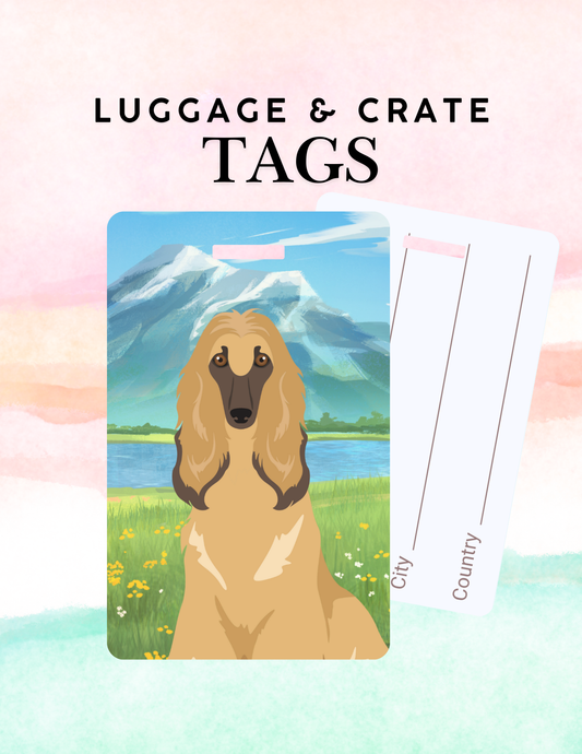 Afghan Hound Dog Metal Luggage/ Crate Tag