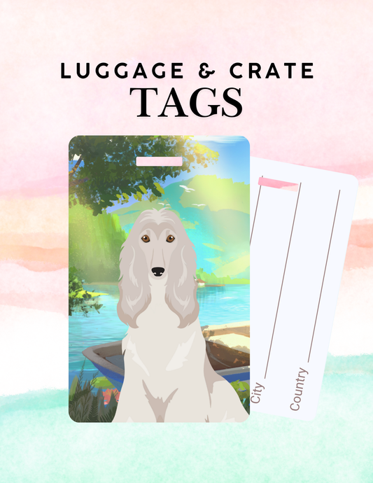 Afghan Hound Dog Metal Luggage/ Crate Tag