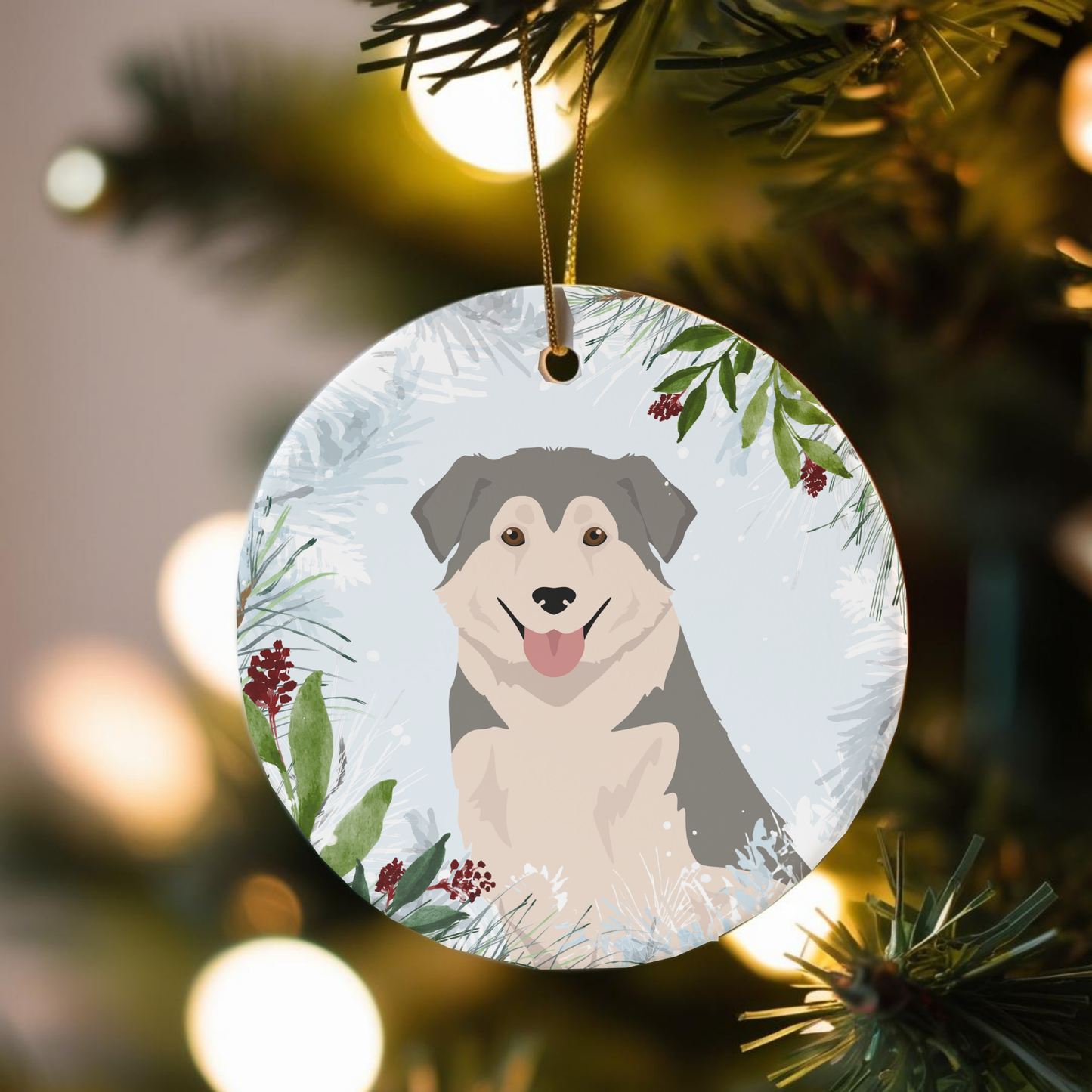 Aidi Dog Ceramic Christmas Ornaments