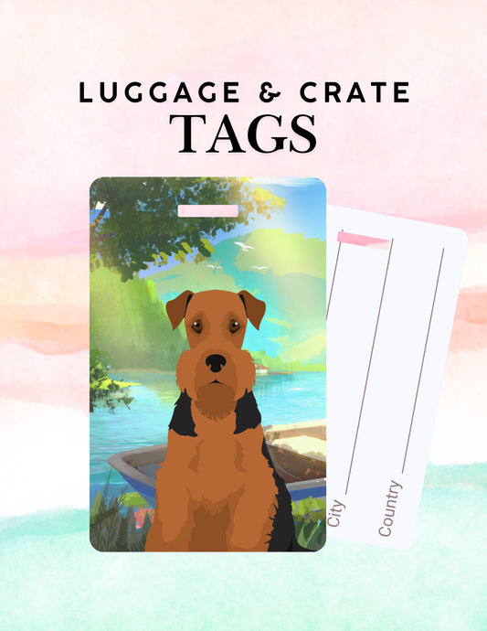 Airedale Terrier Dog Metal Luggage/ Crate Tag