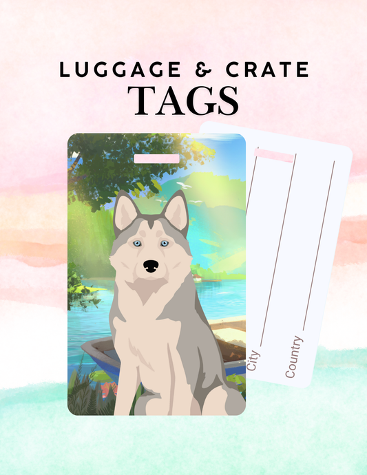 Alaskan Husky Dog Metal Luggage/ Crate Tag