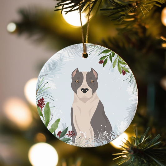 American Staffordshire Terrier Dog Ceramic Christmas Ornaments