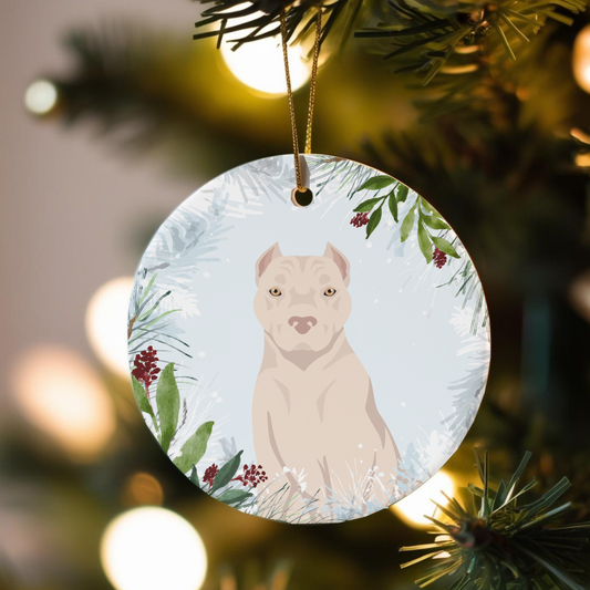 American Staffordshire Terrier Dog Ceramic Christmas Ornaments
