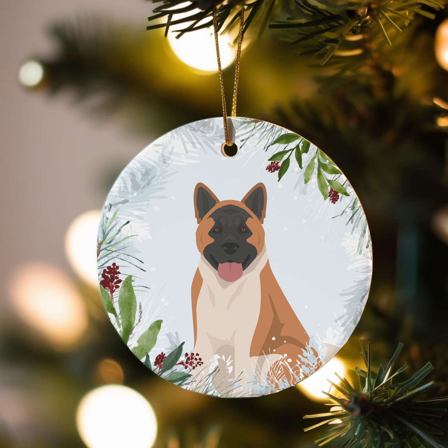 American Akita Dog Ceramic Christmas Ornaments