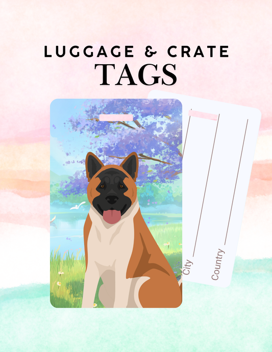 American Akita Dog Metal Luggage/ Crate Tag