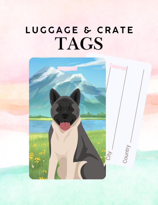 American Akita Dog Metal Luggage/ Crate Tag