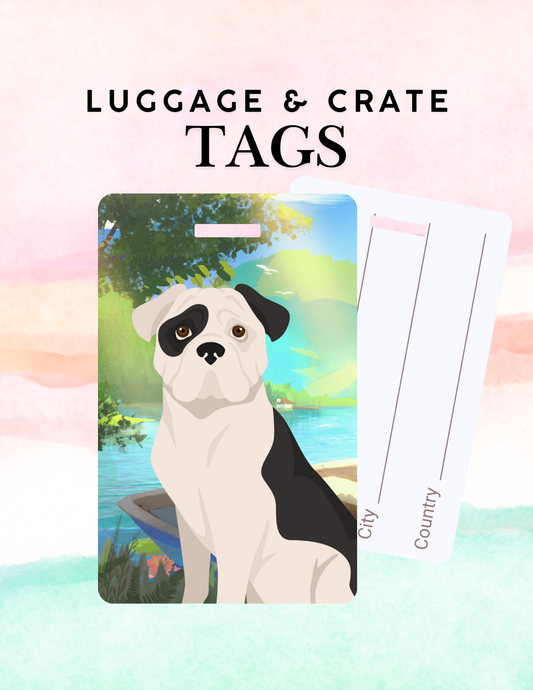 American Bulldog Dog Metal Luggage/ Crate Tag