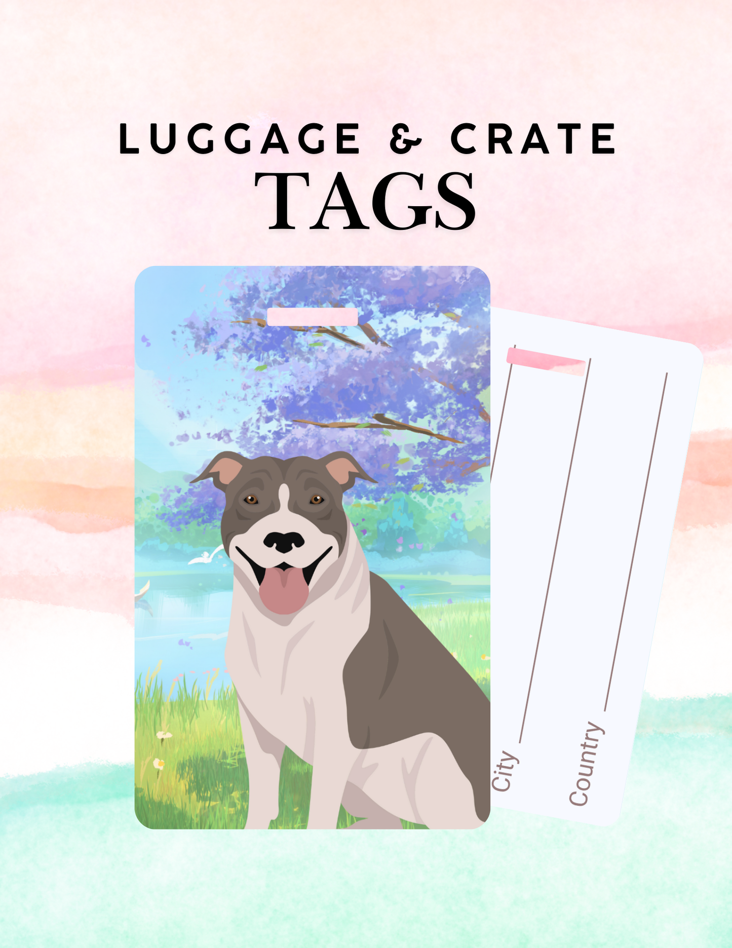 American Pit Bull Terrier Dog Metal Luggage/ Crate Tag