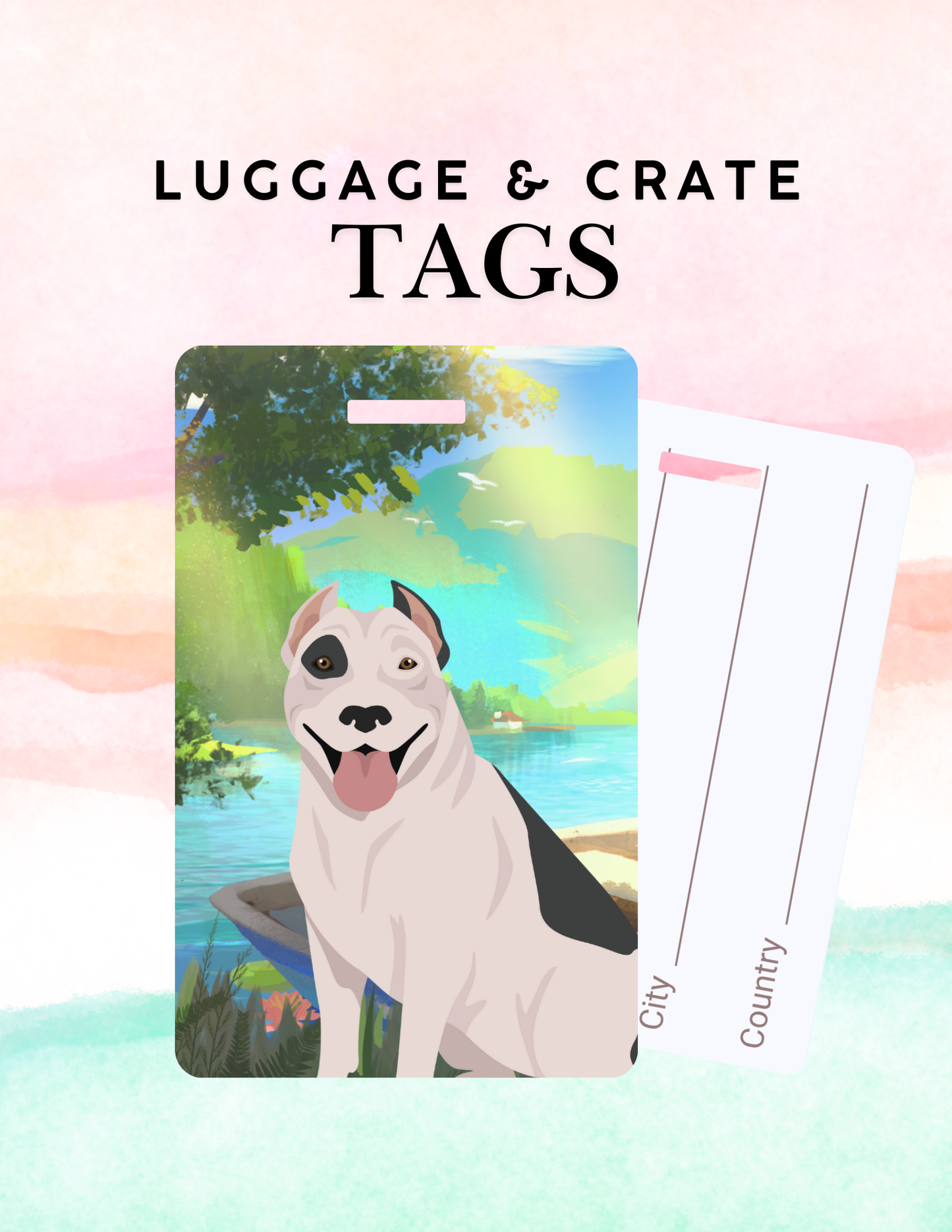 American Pit Bull Terrier Dog Metal Luggage/ Crate Tag