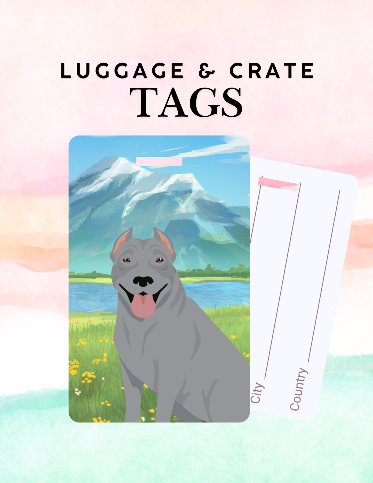 American Pit Bull Terrier Dog Metal Luggage/ Crate Tag