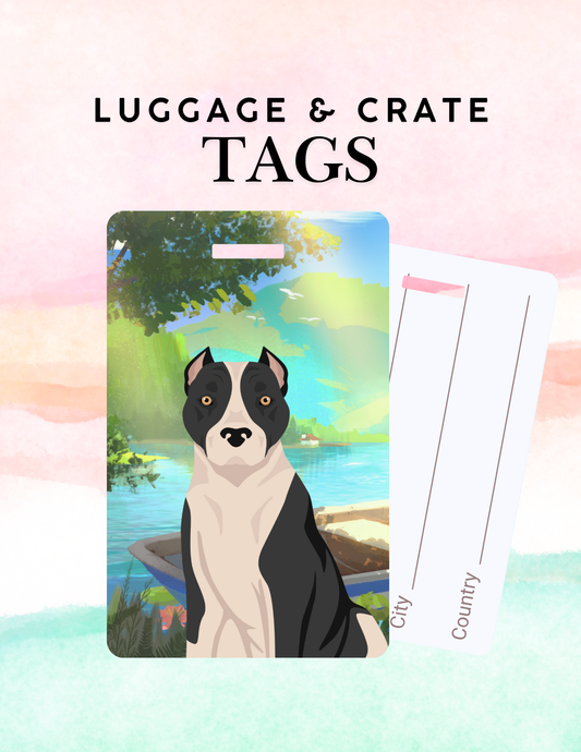 American Staffordshire Terrier Dog Metal Luggage/ Crate Tag
