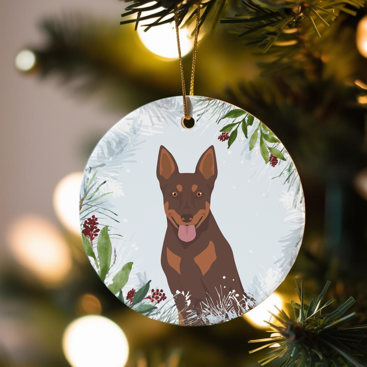 Austrialian Kelphie Dog Ceramic Christmas Ornaments