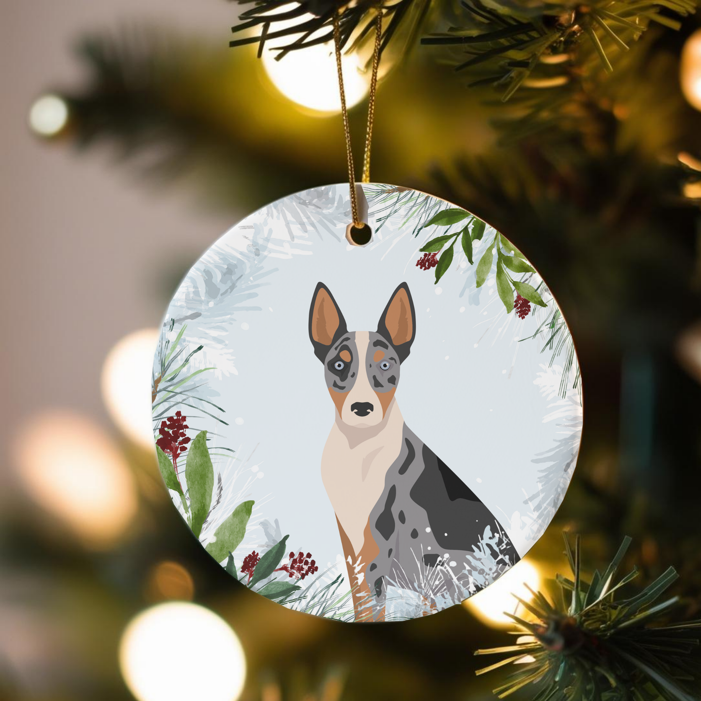 Austrialian Koolie Dog Ceramic Christmas Ornaments