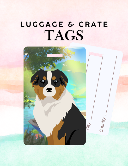 Australian Shepherd Dog Metal Luggage/ Crate Tag